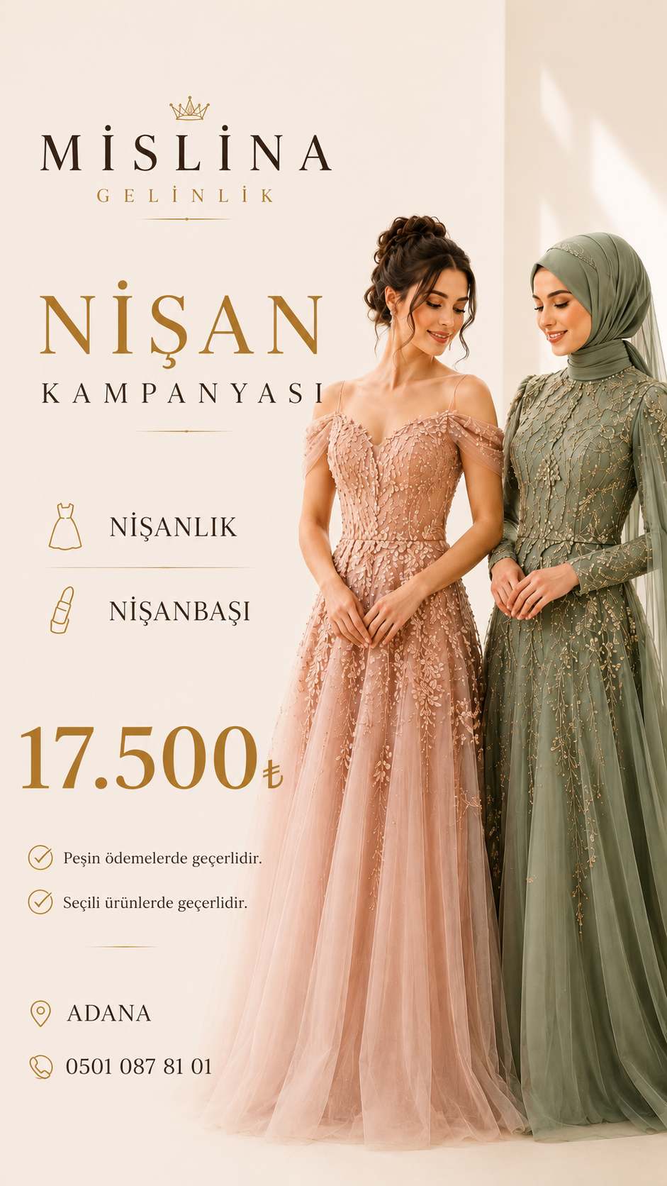 MİSLİNA BRİDAL / Adana gelinlik / Adana gelinbaşı / Adanamakeup