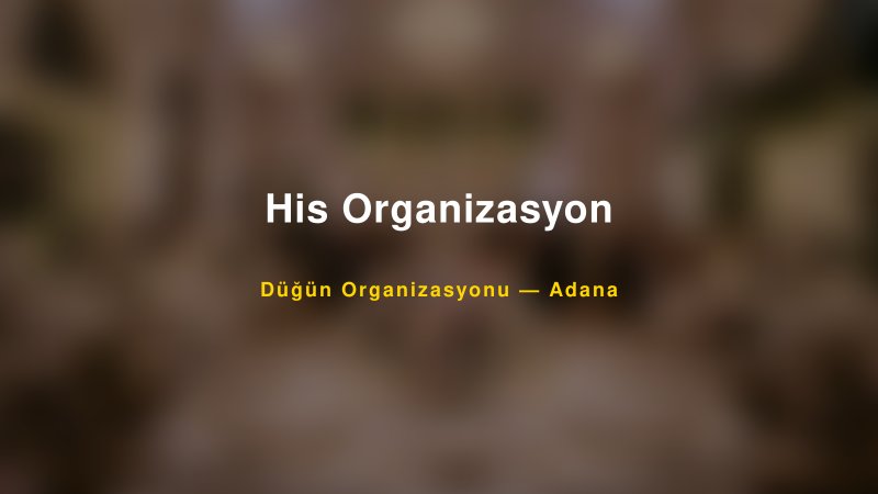 His Organizasyon — Adana Kır Düğünü Mekanı Rehberi