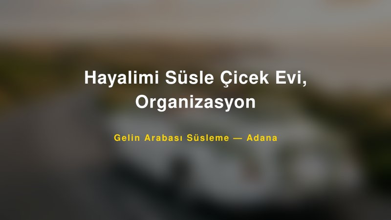 Hayalimi Süsle Çicek Evi, Organizasyon — Adana Kır Düğünü Mekanı Rehberi
